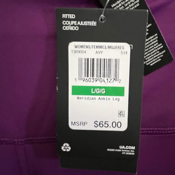 NWT Under Armour Ankle Leggings L Purple - Picture 3 of 4